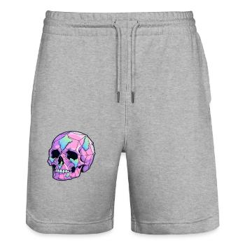 Mysterious skull - Stanley/Stella Trainer Unisex Organic Jogging Shorts - heather grey - Front - Nik (191cm) & Marisol (170cm)