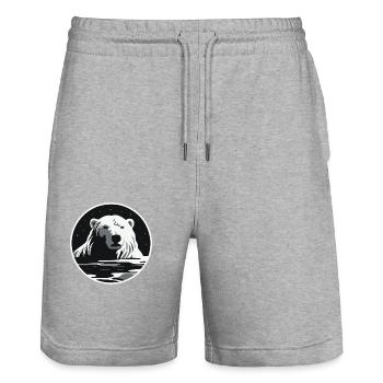 Polar bear - Stanley/Stella Trainer Unisex Organic Jogging Shorts - heather grey - Front - Nik (191cm) & Marisol (170cm)