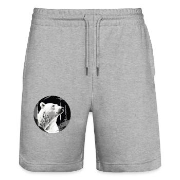 Polar bear - Stanley/Stella Trainer Unisex Organic Jogging Shorts - heather grey - Front - Nik (191cm) & Marisol (170cm)