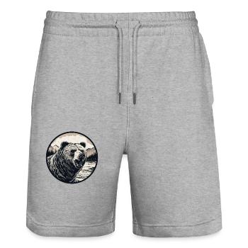 Grizzly Bär - Stanley/Stella Unisex Bio Joggingshorts Trainer  - Grau meliert - Vorne - Nik (191cm) & Marisol (170cm)