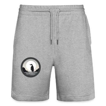 Pingouin - Short de jogging bio TRAINER Stanley/Stella unisexe - gris chiné - Devant - Nik (191cm) & Marisol (170cm)