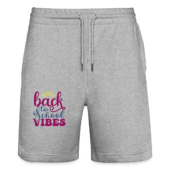 back to school vibes, back to school - Stanley/Stella Trainer Unisex Organic Jogging Shorts - heather grey - Front - Nik (191cm) & Marisol (170cm)