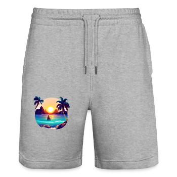 sailing, sailing, sailing, sailing ship, sailboat - Stanley/Stella Trainer Unisex Organic Jogging Shorts - heather grey - Front - Nik (191cm) & Marisol (170cm)