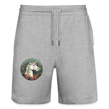Licorne - Short de jogging bio TRAINER Stanley/Stella unisexe - gris chiné - Devant - Nik (191cm) & Marisol (170cm)