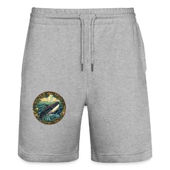 Whale - Stanley/Stella Trainer Unisex Organic Jogging Shorts - heather grey - Front - Nik (191cm) & Marisol (170cm)