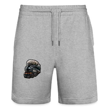 Train Life : Le train de l'aventure - Short de jogging bio TRAINER Stanley/Stella unisexe - gris chiné - Devant - Nik (191cm) & Marisol (170cm)