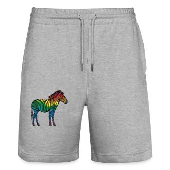Zèbre - Short de jogging bio TRAINER Stanley/Stella unisexe - gris chiné - Devant - Nik (191cm) & Marisol (170cm)