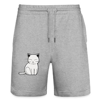 Süße Katze - Stanley/Stella Unisex Bio Joggingshorts Trainer  - Grau meliert - Vorne - Nik (191cm) & Marisol (170cm)