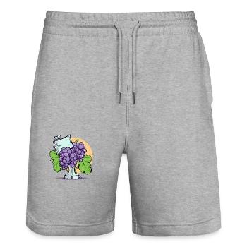 Trophy and bunch of grapes - Stanley/Stella Trainer Unisex Organic Jogging Shorts - heather grey - Front - Nik (191cm) & Marisol (170cm)