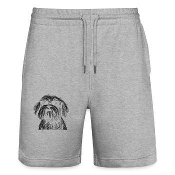 Hund mit Sonnenbrille - Stanley/Stella Unisex Bio Joggingshorts Trainer  - Grau meliert - Vorne - Nik (191cm) & Marisol (170cm)