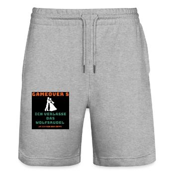 Wolfsrudel Junggeselle - Stanley/Stella Unisex Bio Joggingshorts Trainer  - Grau meliert - Vorne - Nik (191cm) & Marisol (170cm)