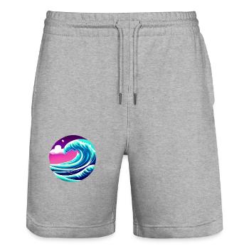 Surfer Wellenreiten surfen Surfbrett Surferin - Stanley/Stella Unisex Bio Joggingshorts Trainer  - Grau meliert - Vorne - Nik (191cm) & Marisol (170cm)