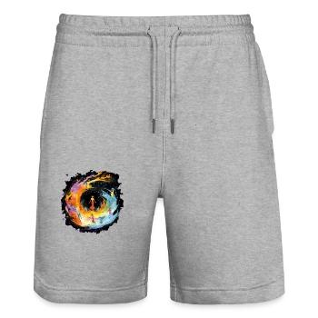 Lilac in Fairy Land - Stanley/Stella Trainer Unisex Organic Jogging Shorts - heather grey - Front - Nik (191cm) & Marisol (170cm)
