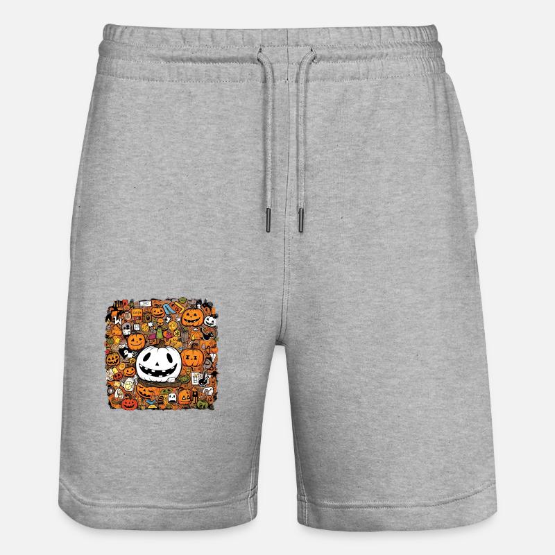 Citrouille halloween multi motif - Short de jogging bio TRAINER Stanley/Stella unisexe - gris chiné