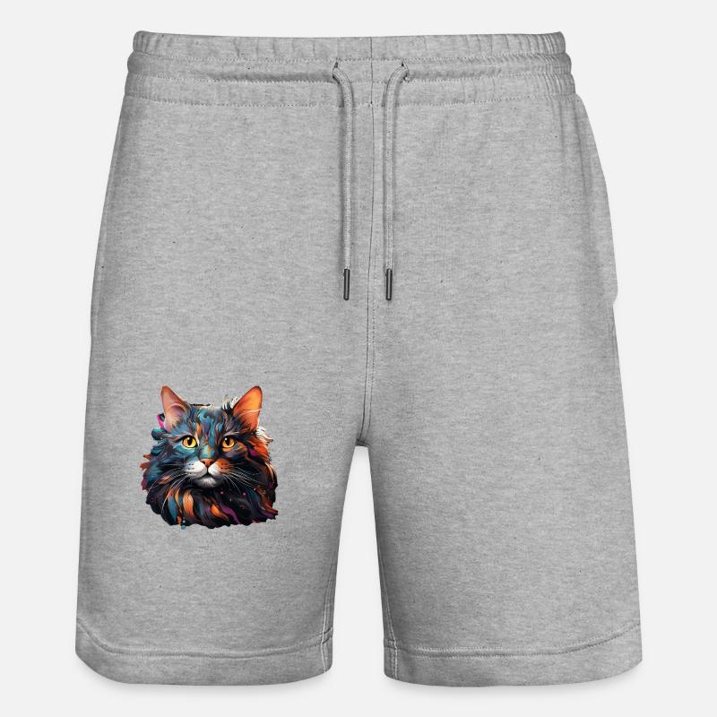 Katze - Stanley/Stella Unisex Bio Joggingshorts Trainer - Grau meliert