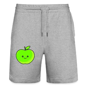 apple - Stanley/Stella Trainer Unisex Organic Jogging Shorts - heather grey - Front - Nik (191cm) & Marisol (170cm)