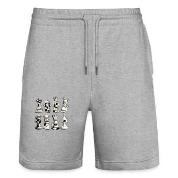Schachfiguren Nr. 4 - Stanley/Stella Unisex Bio Joggingshorts Trainer  - Grau meliert - Vorne - Nik (191cm) & Marisol (170cm)