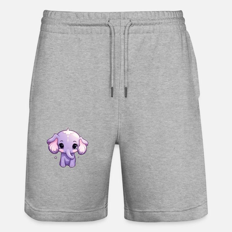 Bébé éléphant Kawaii - Short de jogging bio TRAINER Stanley/Stella unisexe - gris chiné