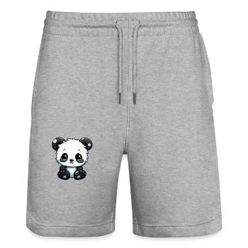 süßer Panda - Stanley/Stella Unisex Bio Joggingshorts Trainer  - Grau meliert - Vorne - Nik (191cm) & Marisol (170cm)