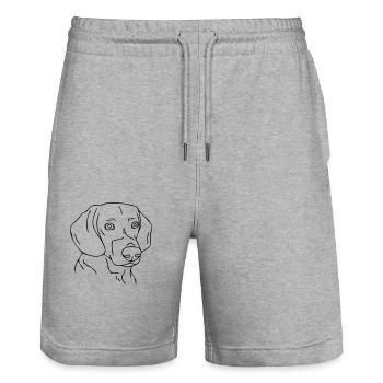 dog - Stanley/Stella Trainer Unisex Organic Jogging Shorts - heather grey - Front - Nik (191cm) & Marisol (170cm)
