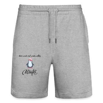 Wann wird s mal wieder richtig Winter - Stanley/Stella Unisex Bio Joggingshorts Trainer  - Grau meliert - Vorne - Nik (191cm) & Marisol (170cm)