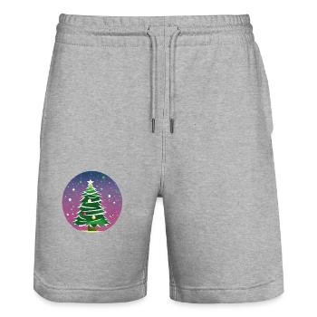 Weihnachten Geschenk Weihnachtsbaum Tannenbaum - Stanley/Stella Unisex Bio Joggingshorts Trainer  - Grau meliert - Vorne - Nik (191cm) & Marisol (170cm)