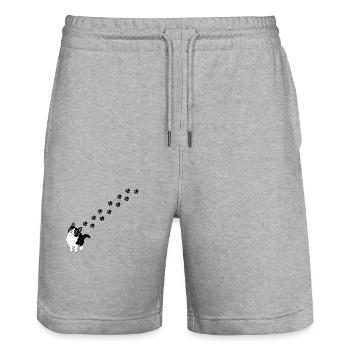 Pattes chat - Short de jogging bio TRAINER Stanley/Stella unisexe - gris chiné - Devant - Nik (191cm) & Marisol (170cm)