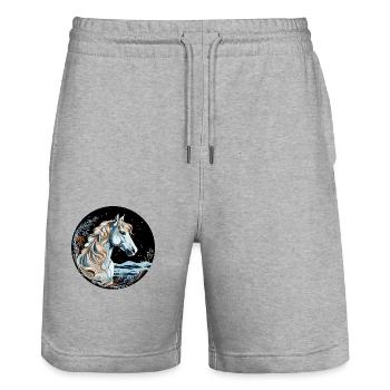 Pferd Winter - Stanley/Stella Unisex Bio Joggingshorts Trainer  - Grau meliert - Vorne - Nik (191cm) & Marisol (170cm)