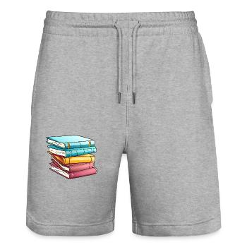 Book Reading Books Gift Reader Book Lover - Stanley/Stella Trainer Unisex Organic Jogging Shorts - heather grey - Front - Nik (191cm) & Marisol (170cm)