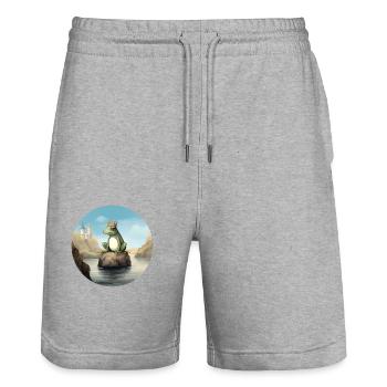 The Frog Prince - Stanley/Stella Trainer Unisex Organic Jogging Shorts - heather grey - Front - Nik (191cm) & Marisol (170cm)