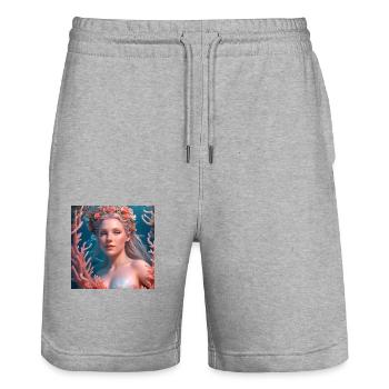blockedName - Stanley/Stella Unisex Bio Joggingshorts Trainer  - Grau meliert - Vorne - Nik (191cm) & Marisol (170cm)
