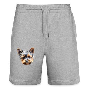 Puppy Yorkshire Terrier Dog Owner Dog - Stanley/Stella Trainer Unisex Organic Jogging Shorts - heather grey - Front - Nik (191cm) & Marisol (170cm)