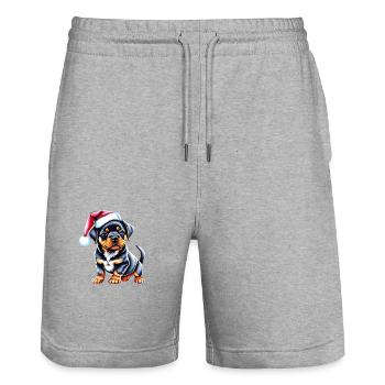 Rottweiler Hund Weihnachten Hunde Hundewelpe - Stanley/Stella Unisex Bio Joggingshorts Trainer  - Grau meliert - Vorne - Nik (191cm) & Marisol (170cm)