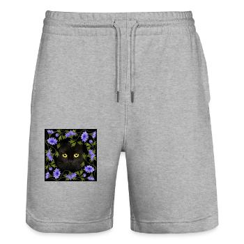 Cat - Stanley/Stella Trainer Unisex Organic Jogging Shorts - heather grey - Front - Nik (191cm) & Marisol (170cm)