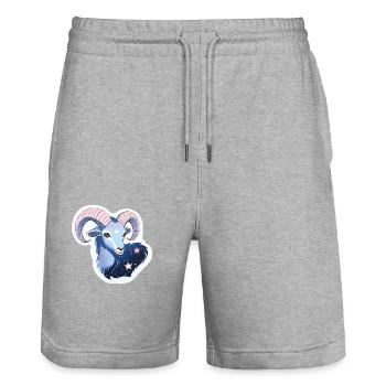 Signe du zodiaque Capricorne - Short de jogging bio TRAINER Stanley/Stella unisexe - gris chiné - Devant - Nik (191cm) & Marisol (170cm)