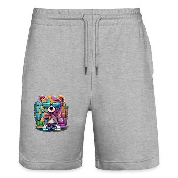 Grafitti teddy bear - Stanley/Stella Unisex Bio Joggingshorts Trainer  - Grau meliert - Vorne - Nik (191cm) & Marisol (170cm)