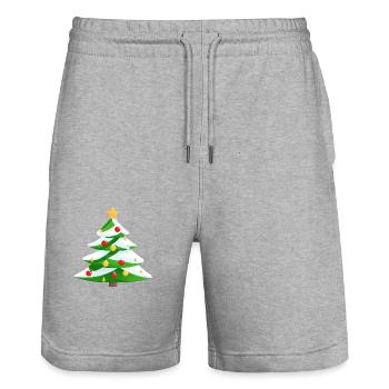 Weihnachten Geschenk Weihnachtsbaum Tannenbaum - Stanley/Stella Unisex Bio Joggingshorts Trainer  - Grau meliert - Vorne - Nik (191cm) & Marisol (170cm)
