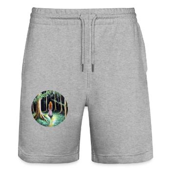 Frau im Wald - Stanley/Stella Unisex Bio Joggingshorts Trainer  - Grau meliert - Vorne - Nik (191cm) & Marisol (170cm)