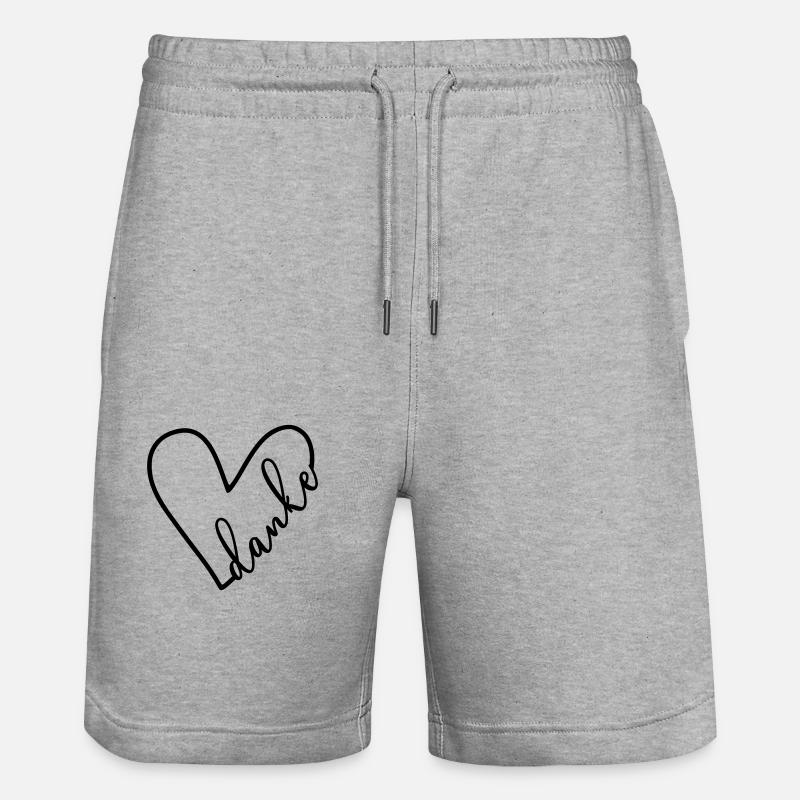 Herz Danke - Stanley/Stella Unisex Bio Joggingshorts Trainer  - Grau meliert