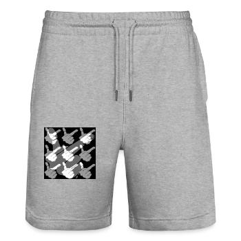 meinemeinung - Stanley/Stella Unisex Bio Joggingshorts Trainer  - Grau meliert - Vorne - Nik (191cm) & Marisol (170cm)