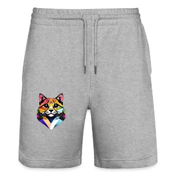 Cat Owner, Cat, Domestic Cat, Pet, Kitten - Stanley/Stella Trainer Unisex Organic Jogging Shorts - heather grey - Front - Nik (191cm) & Marisol (170cm)
