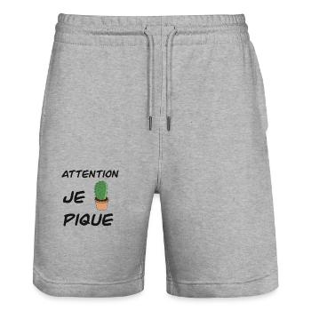 Attention je pique - Short de jogging bio TRAINER Stanley/Stella unisexe - gris chiné - Devant - Nik (191cm) & Marisol (170cm)