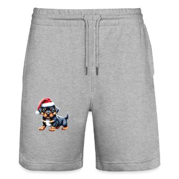Rottweiler Christmas Puppy Dog Dogs - Stanley/Stella Trainer Unisex Organic Jogging Shorts - heather grey - Front - Nik (191cm) & Marisol (170cm)