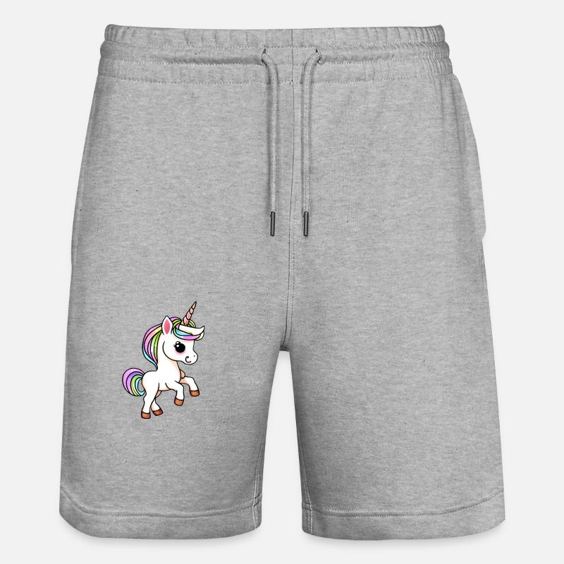 Einhorn Fabeltier Einhörner Mädchen - Stanley/Stella Unisex Bio Joggingshorts Trainer  - Grau meliert