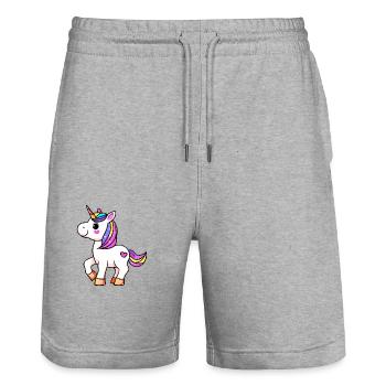 Licorne Bête Mythique Fille Licornes - Short de jogging bio TRAINER Stanley/Stella unisexe - gris chiné - Devant - Nik (191cm) & Marisol (170cm)