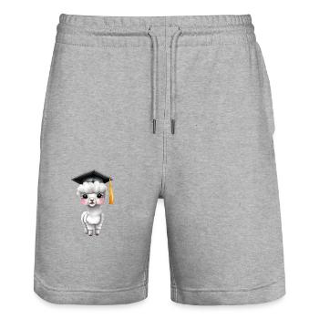 Bachelor Alpaca Studies Graduate School Leaving Certificate - Stanley/Stella Trainer Unisex Organic Jogging Shorts - heather grey - Front - Nik (191cm) & Marisol (170cm)