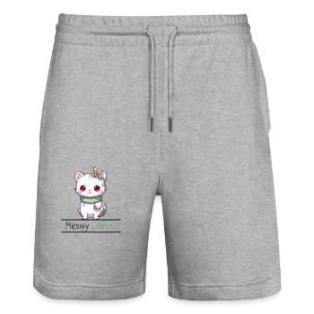 Meowy Catmas Lustige Katzen Weihnachten - Stanley/Stella Unisex Bio Joggingshorts Trainer  - Grau meliert - Vorne - Nik (191cm) & Marisol (170cm)