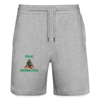 Frohe Weihnachten - Stanley/Stella Unisex Bio Joggingshorts Trainer  - Grau meliert - Vorne - Nik (191cm) & Marisol (170cm)