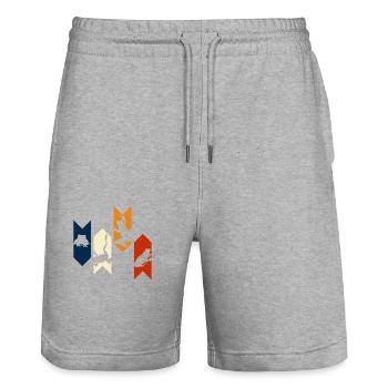 Vintage Retro Frog - Frog Gift Idea - Stanley/Stella Trainer Unisex Organic Jogging Shorts - heather grey - Front - Nik (191cm) & Marisol (170cm)