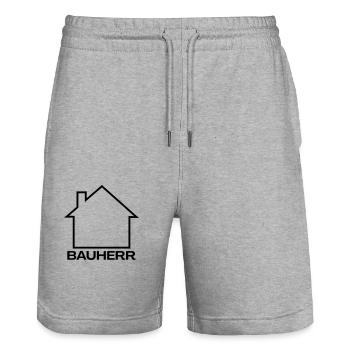 Bauherr Haus - Stanley/Stella Unisex Bio Joggingshorts Trainer  - Grau meliert - Vorne - Nik (191cm) & Marisol (170cm)